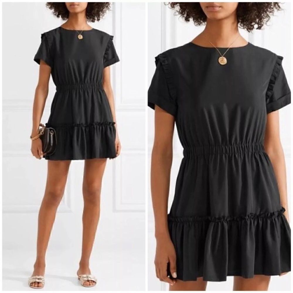 Alice + Olivia Garner Mini Black Dress Ruffle Size 2